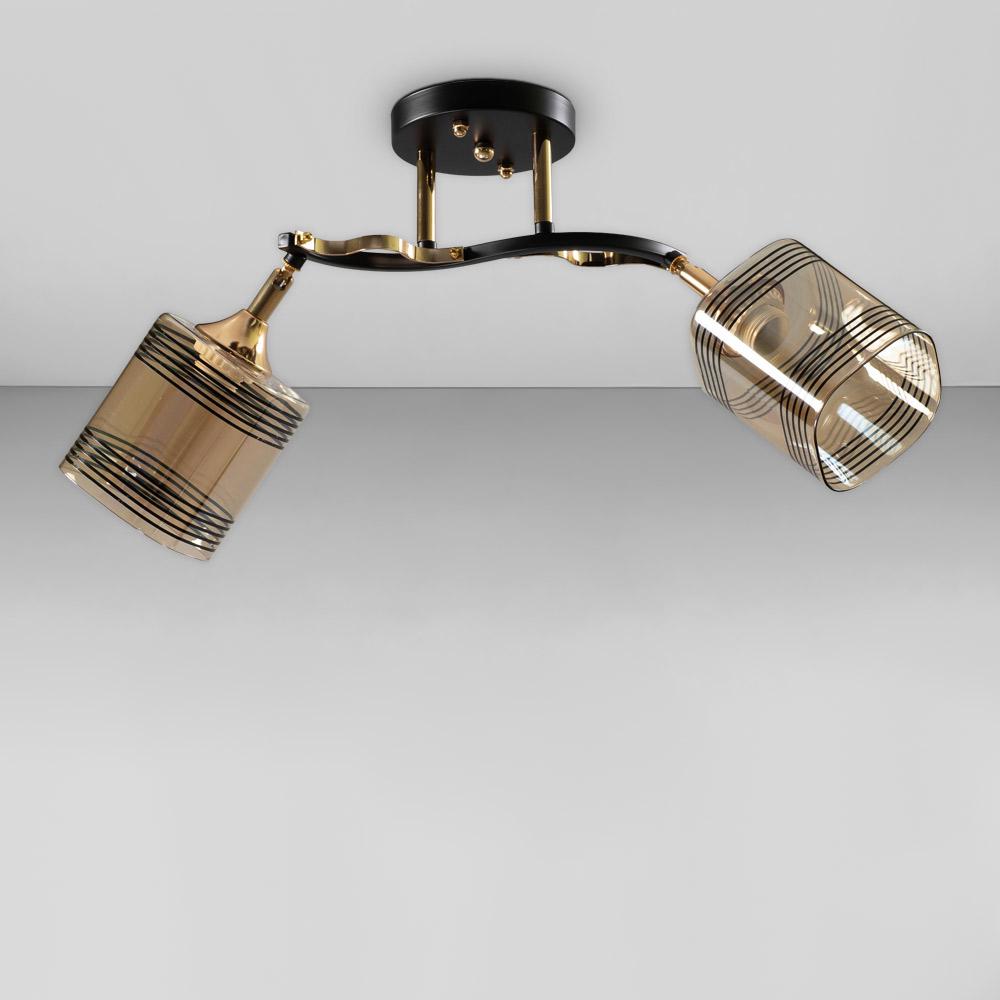 Люстра потолочная Light House SC-18861/2 BK+FG с узором 55х29х26 мм Черный/Золотой/Медовый