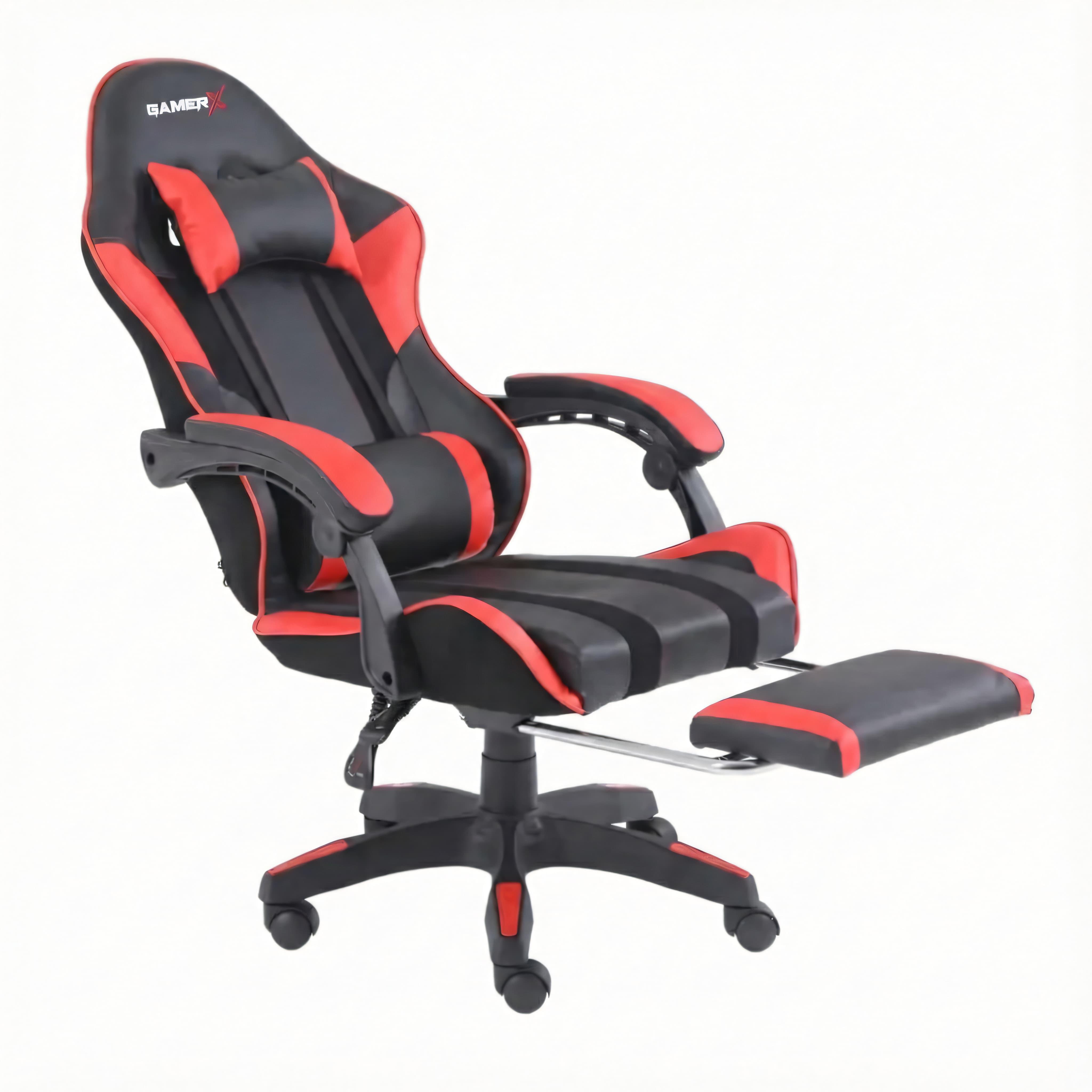 Кресло геймерское профессиональное GAMER X с подставкой для ног с подушками (GX120)