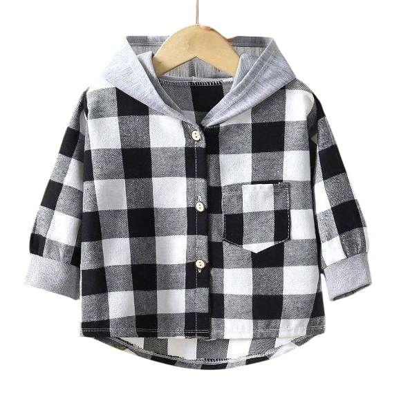 Сорочка дитяча в клітинку 150 см Сіро-чорний (007)