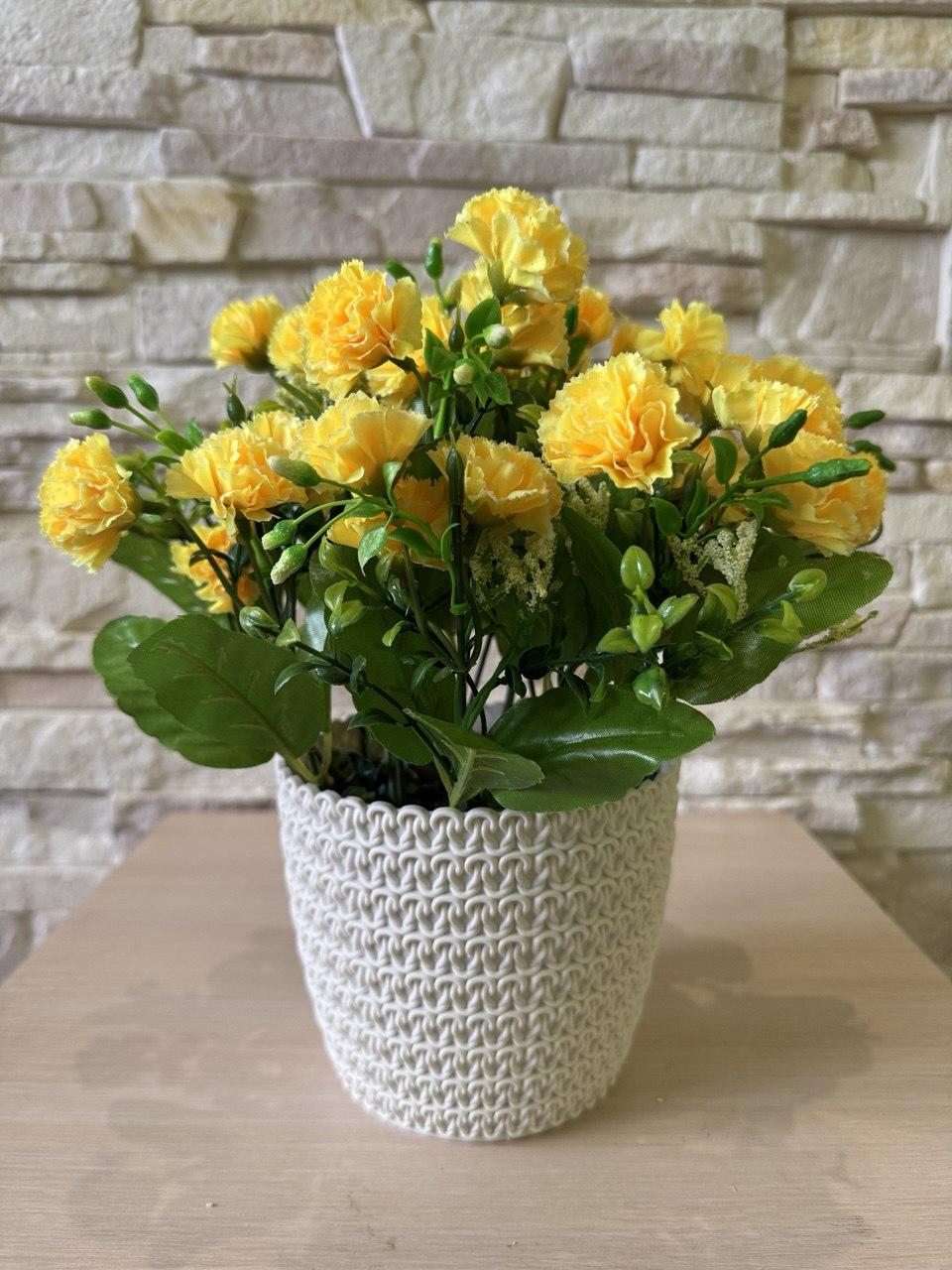 Букет гвоздики малої в кашпо ПЛАСТМАКС Жовтий (R0403) - фото 3 Букет гвоздики малої в кашпо ПЛАСТМАКС Жовтий (R0403) - фото 3