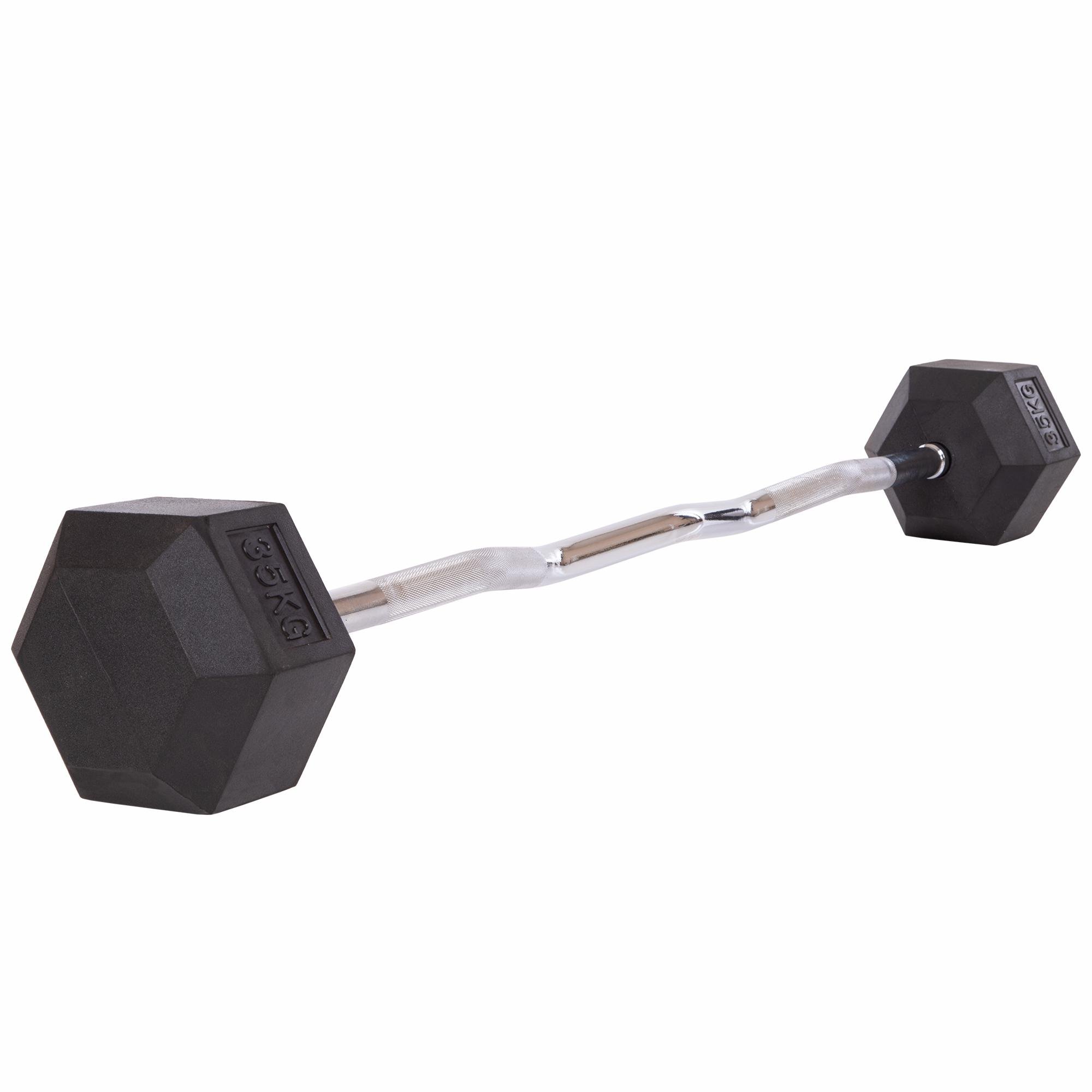 Штанга фиксированная обрезиненная Rubber Hexagon Barbell Zelart TA-6231-35 95 см 35 кг (DR002556)