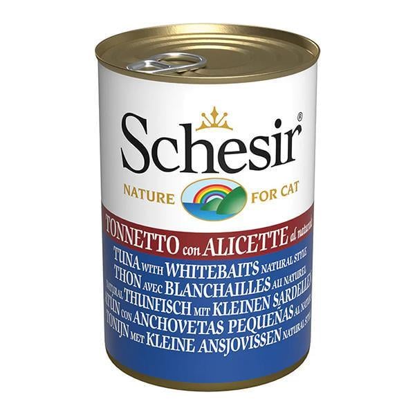 Корм вологий для котів Schesir Wet Tuna with Whitebaits тунець з анчоусами в бульйоні банка 140 г (270214)
