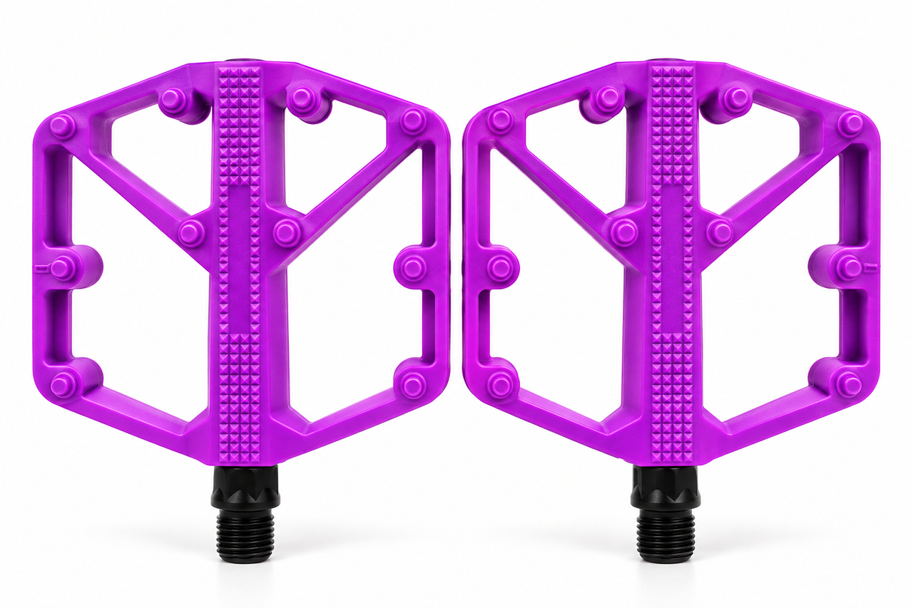 Педали велосипедные нейлоновые с шипами Feel Fit 275 г платформенные для MTB BMX 105х100 мм
