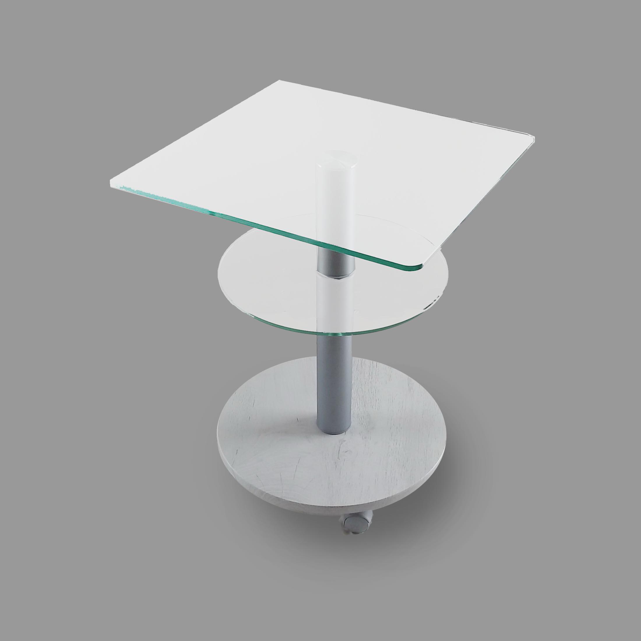 Стол журнальный стеклянный Commus Bravo Light Kv6 satin-sosnak-alm60 Белый/Хром (444820235) - фото 3 Стол журнальный стеклянный Commus Bravo Light Kv6 satin-sosnak-alm60 Белый/Хром (444820235) - фото 3