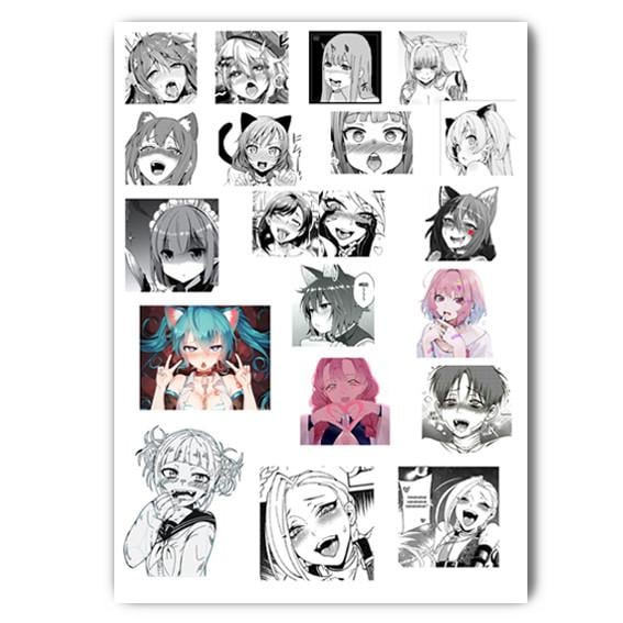 Стикеры наклейки аниме Ахегао А4 лист (stik_106)