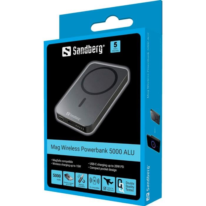 Повербанк Sandberg Magnetic Wireless 5000 mAh 20W Black (420-96) - фото 4 Повербанк Sandberg Magnetic Wireless 5000 mAh 20W Black (420-96) - фото 4