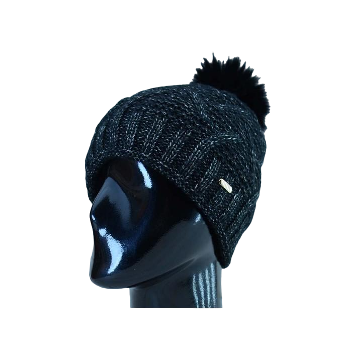 Шапка жіноча Lirus Лорен двохнитка подвійна зимова без відвороту One size Чорний (57048)