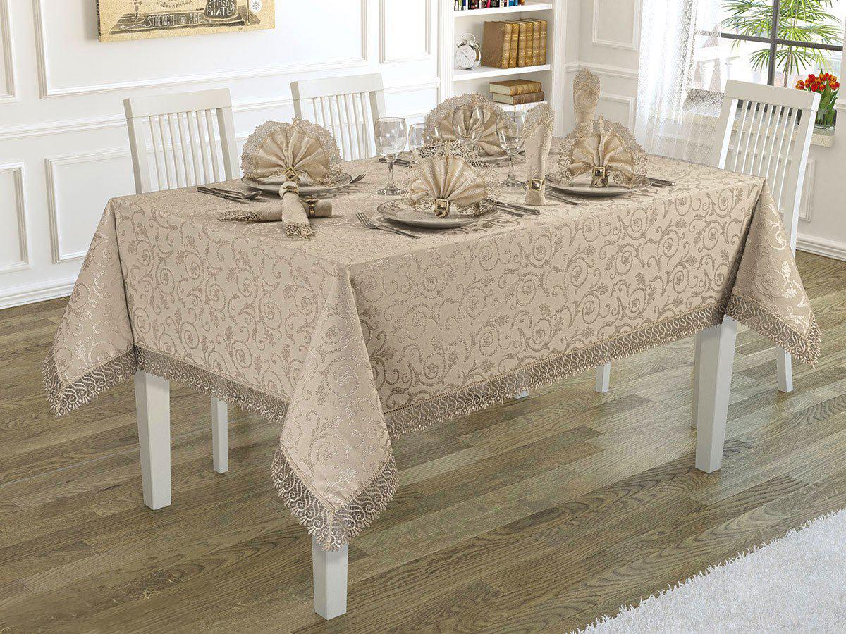 Скатертина KDK Set Maison Royale 160x300 + 12 шт. серветок Cappucino (01MR04SS160300K04)