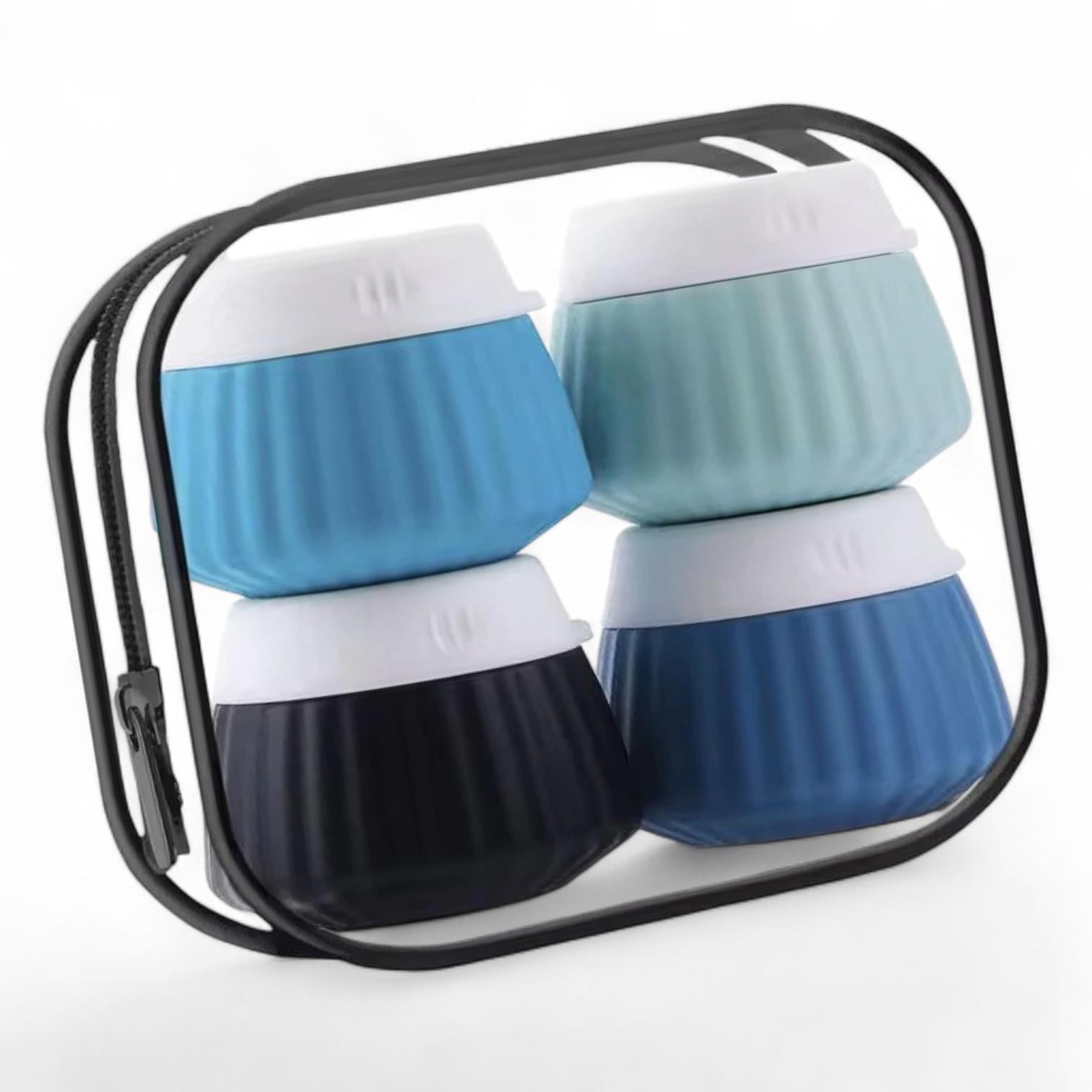 Дорожный набор баночек для косметики Univerza силиконовый 4 шт. по 40 мл в косметичке Синий