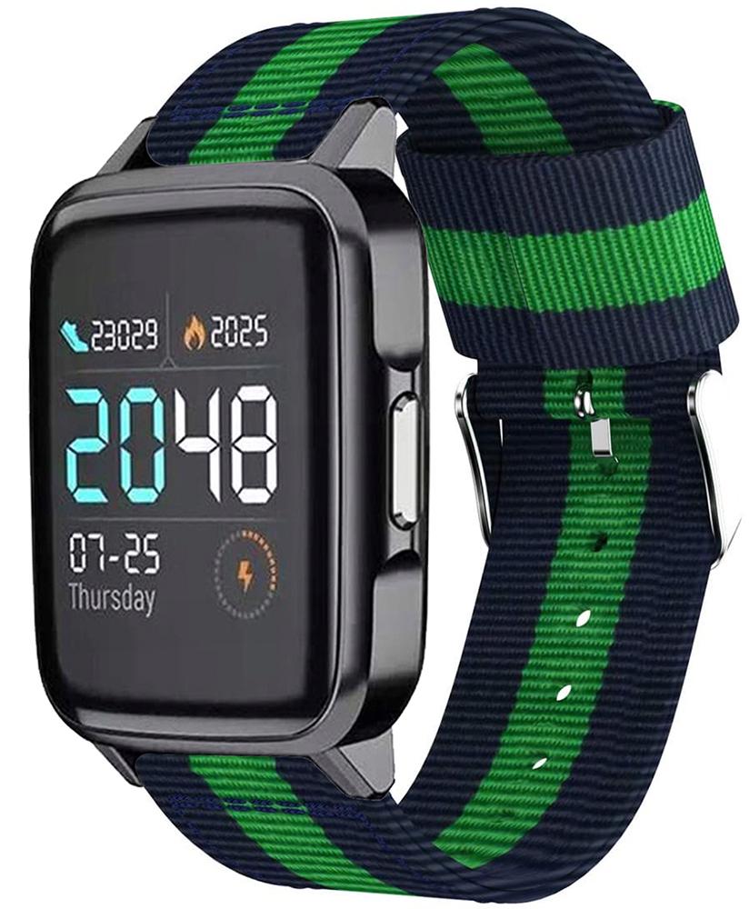 Ремешок тканевый Canvas для Haylou Smart Watch 2 LS02 Blue/Green (20582)