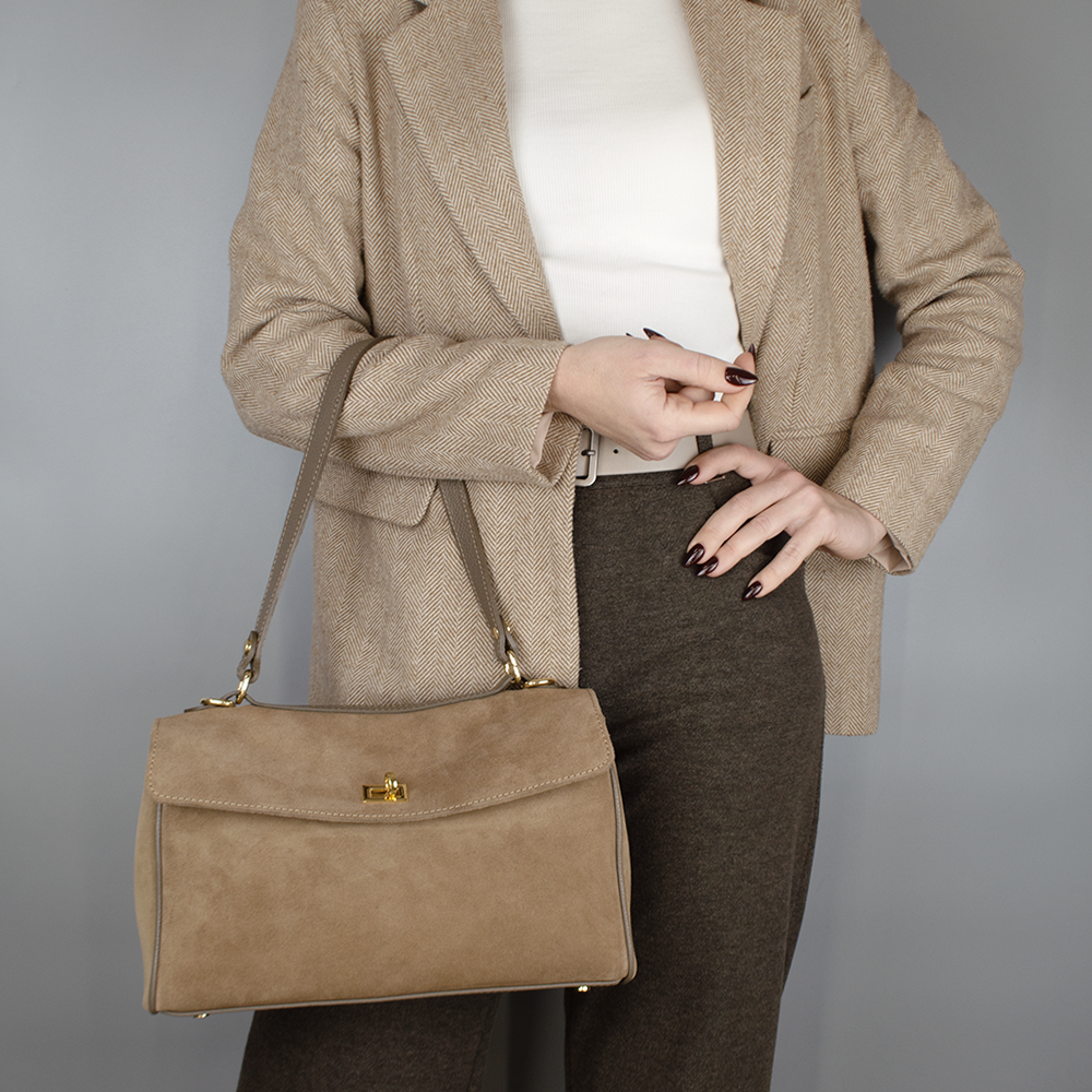 Сумка женская замшевая Virginia Conti 03829 на застежке Темный тауп (2456907896) - фото 2 Сумка женская замшевая Virginia Conti 03829 на застежке Темный тауп (2456907896) - фото 2