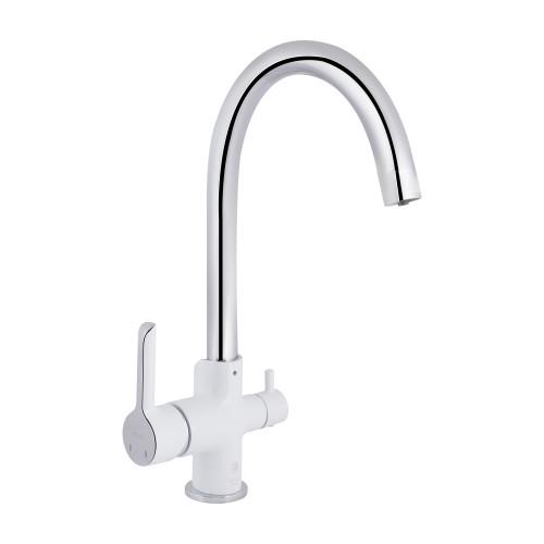 Смеситель для кухни Q-tap Grand с подключением для питьевой воды Chrome/White (QTVGRA362CRW45668)