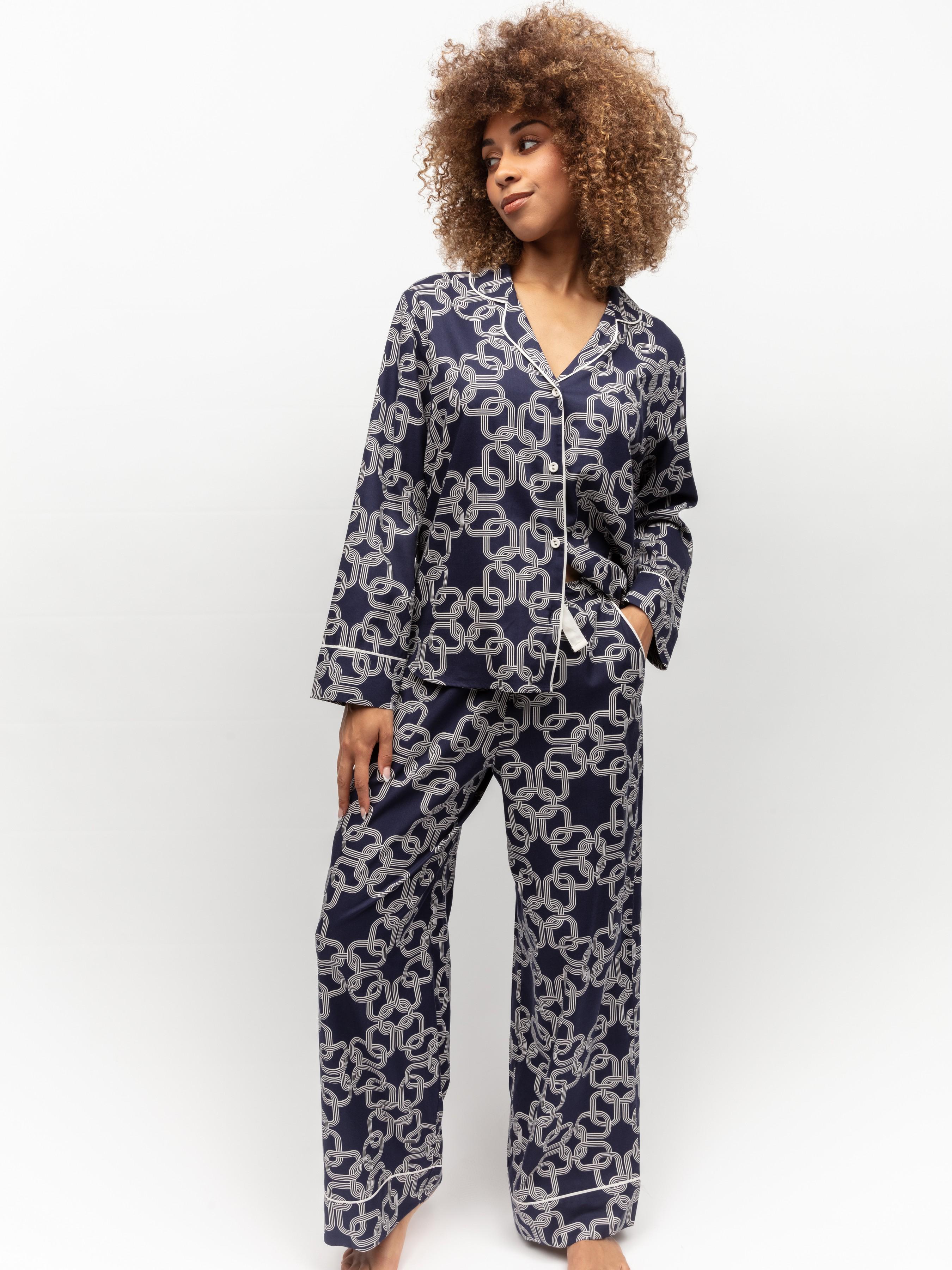 Пижама женская CYBERJAMMIES Avery 0075/0076 8/XS Синий с принтом цепочки (5051877488700)