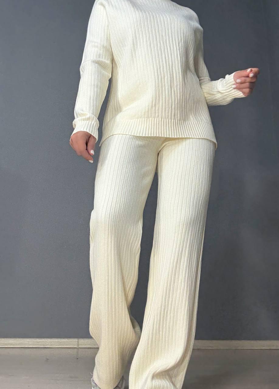 Костюм жіночий ACCORDDREAM 8703-28108 светр з брюками в рубчик в'язаний OS молочний (2958) - фото 3 Костюм жіночий ACCORDDREAM 8703-28108 светр з брюками в рубчик в'язаний OS молочний (2958) - фото 3