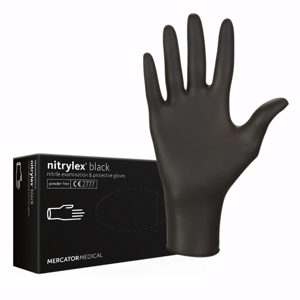Перчатки нитриловые Mercator Nitrylex Black неопудренные 100 шт. L Черный (011388)