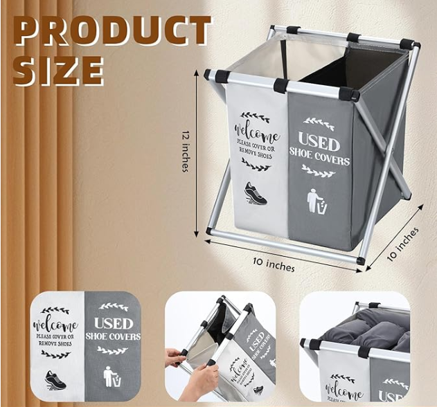 Кошик для брудної білизни складаний з 2 відсіками Чорно-білий - фото 2 Кошик для брудної білизни складаний з 2 відсіками Чорно-білий - фото 2