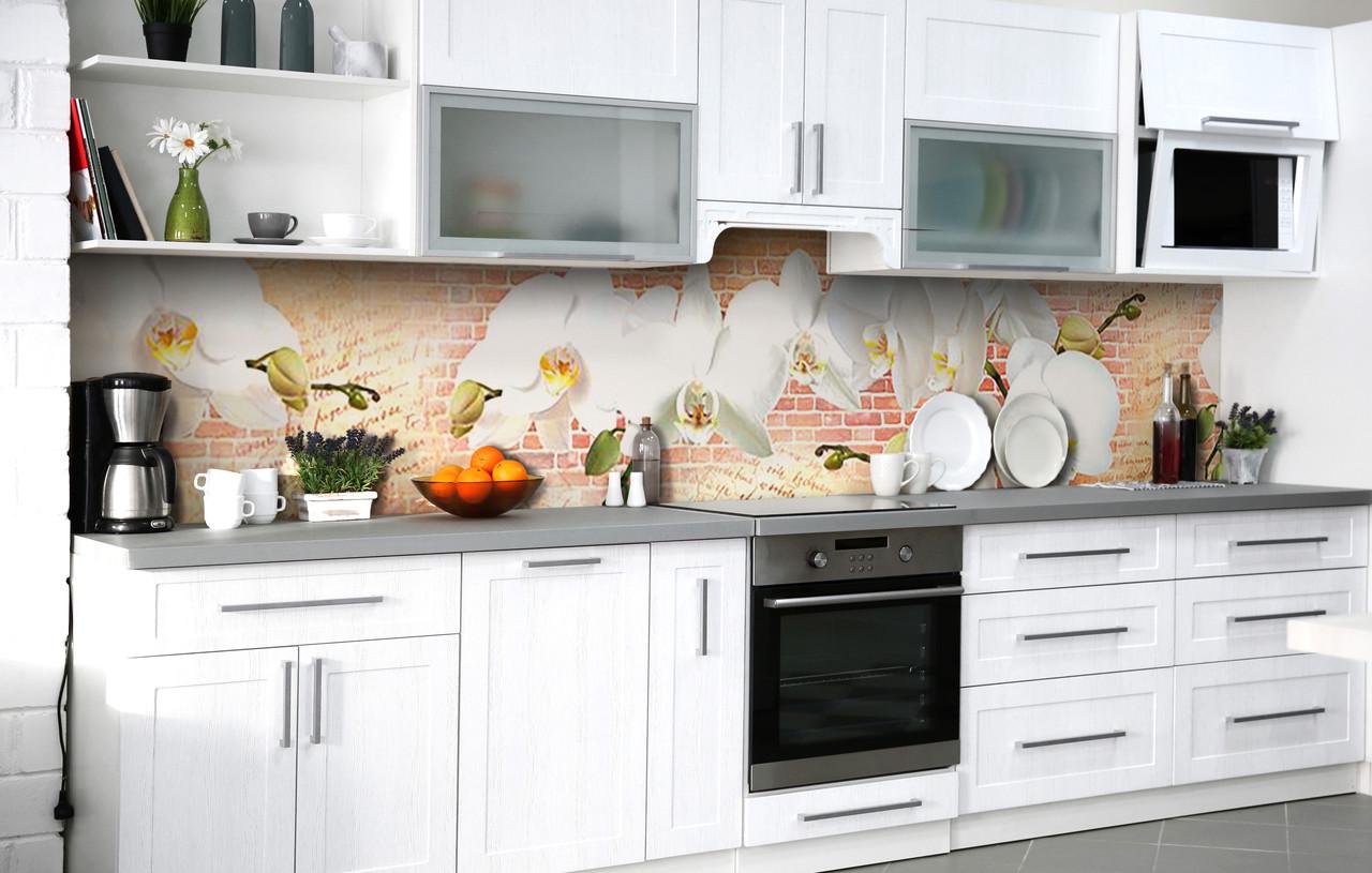 Кухонный фартук Загадка молочной орхидеи виниловый самоклеющийся 65х250 см