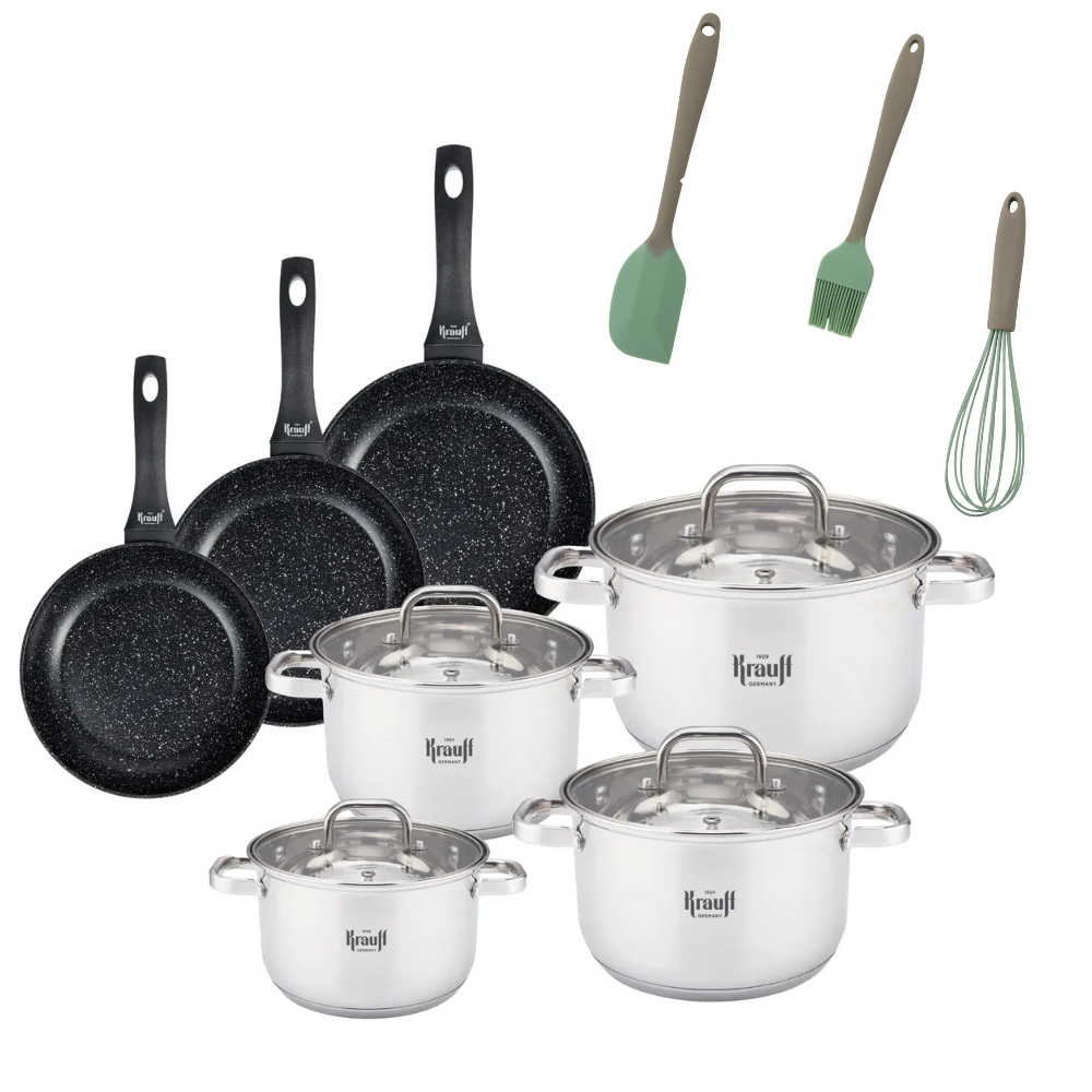 Набор кастрюль с крышками Krauff Stahlcraft и сковородок Berlin с кухонными принадлежностями 14 шт. (55-333-618) Набор кастрюль с крышками Krauff Stahlcraft и сковородок Berlin с кухонными принадлежностями 14 шт. (55-333-618)