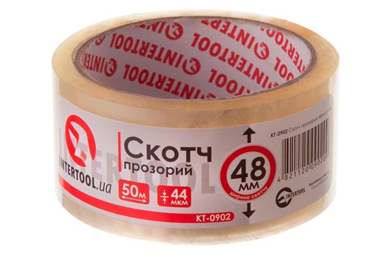 Скотч Intertool 48 мм х 50 м х 52 мкм прозорий 6 шт. (KT-0902)