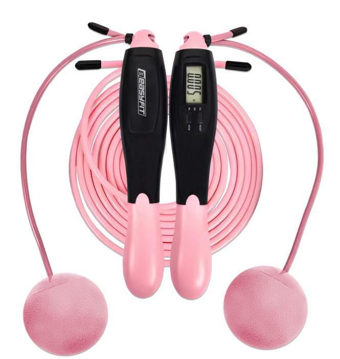 Скакалка со счетчиком EasyFit TwinRope 2,8 м Черный/Розовый (EF-1909-BP)