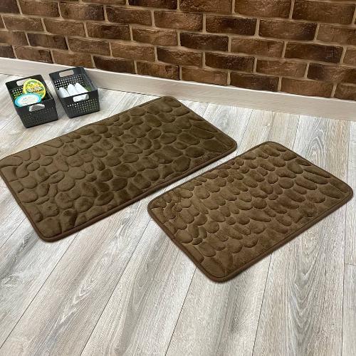 Набор ковриков в ванную и туалет Stone Premium Memory Foam 2в1 80х50/60х40 см Коричневый (NKPS0007) - фото 5 Набор ковриков в ванную и туалет Stone Premium Memory Foam 2в1 80х50/60х40 см Коричневый (NKPS0007) - фото 5