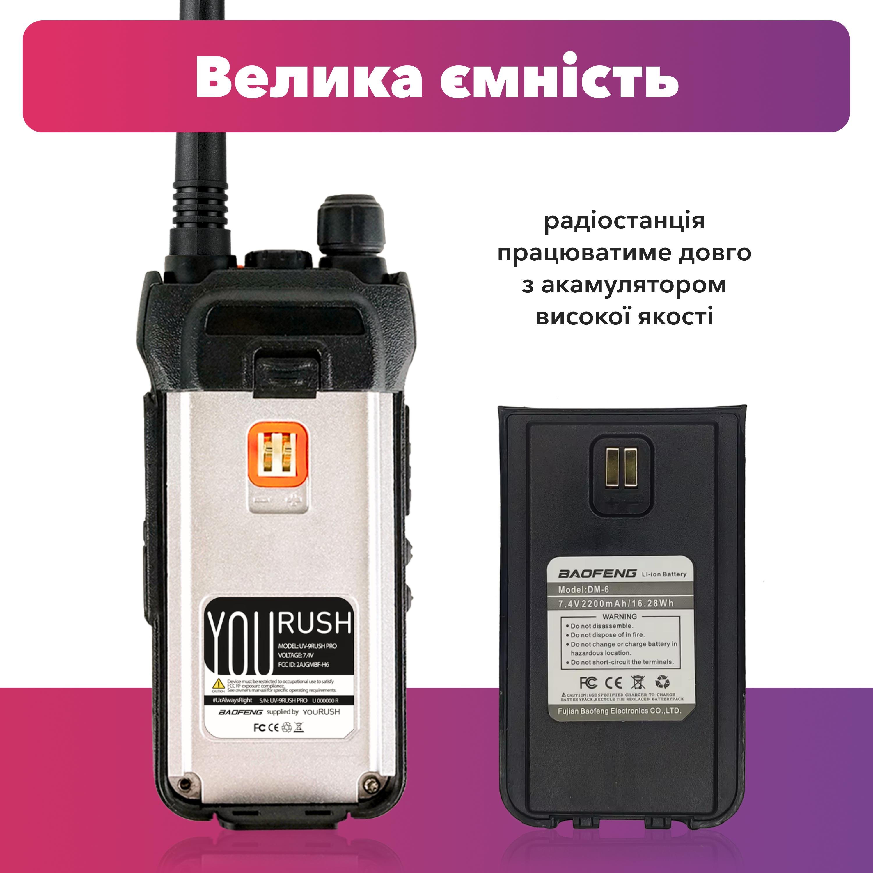 Рация Baofeng UV-9 Pro 10 Вт модернизированный BFH 5 с ремешком на руку (8504) - фото 3