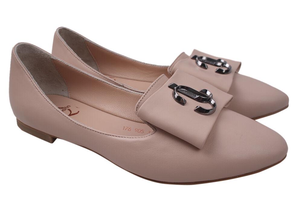 Туфли Aquamarin на низком ходу женские из кожи р. 37 Пудровый (1820-20DTC)