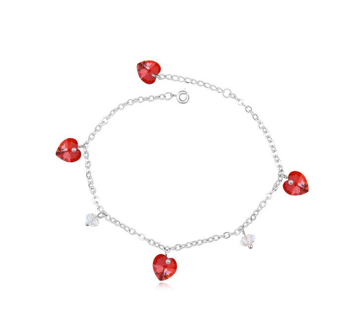 Браслет на ногу с кристаллами Сваровски 13977 Italina Красный;Белый