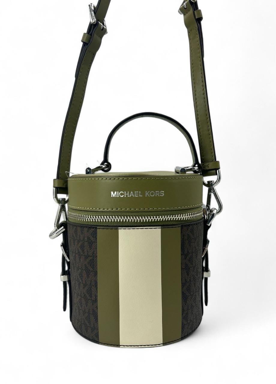 Женская сумка Michael Kors Bedford Travel 32S1S07C6B Oregano Mlt MD NS Barrel XBody Хаки (2767360842)