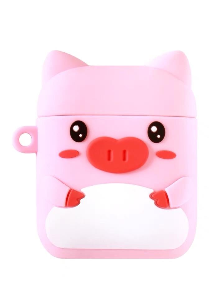Чехол для наушников AirPods + кольцо-держатель со свинкой Piggy Розовый (966124140)