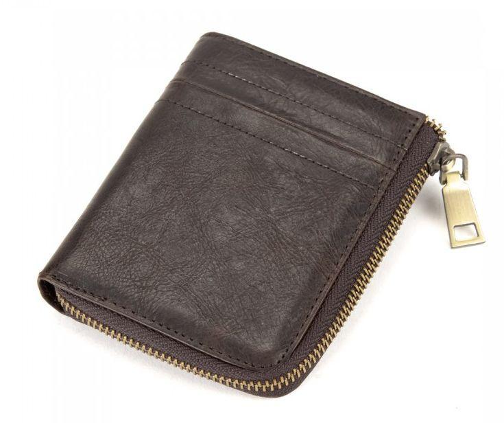 Портмоне кожаное мужское Tiding Bag небольшое Коричневый