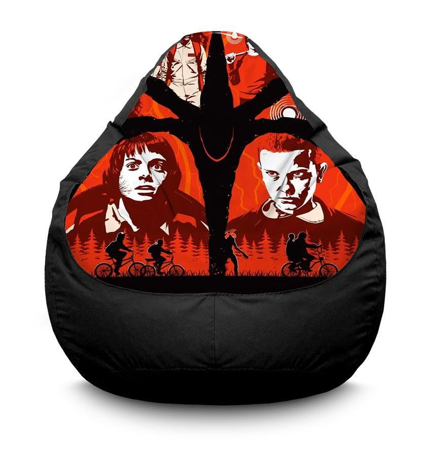 Крісло-мішок iPuff StRanger Things Темний світ оксфорд 3XL 100х135 см Чорний (32169336)