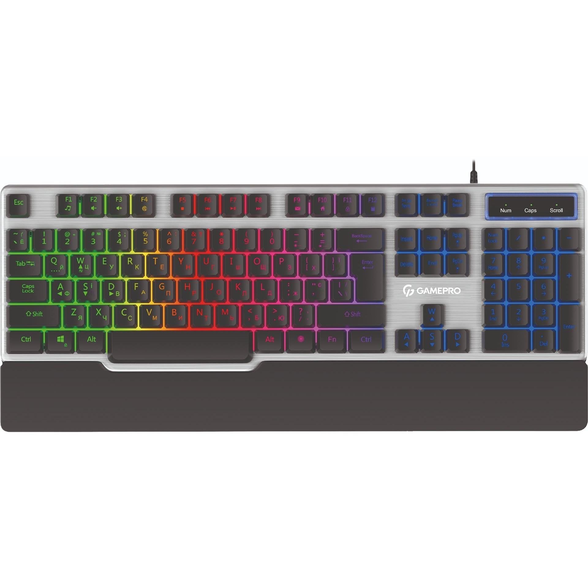 Клавиатура мембранная игровая GamePro Stinger GK599 104 клавиши USB 1,5 м RGB Grey (34618323)