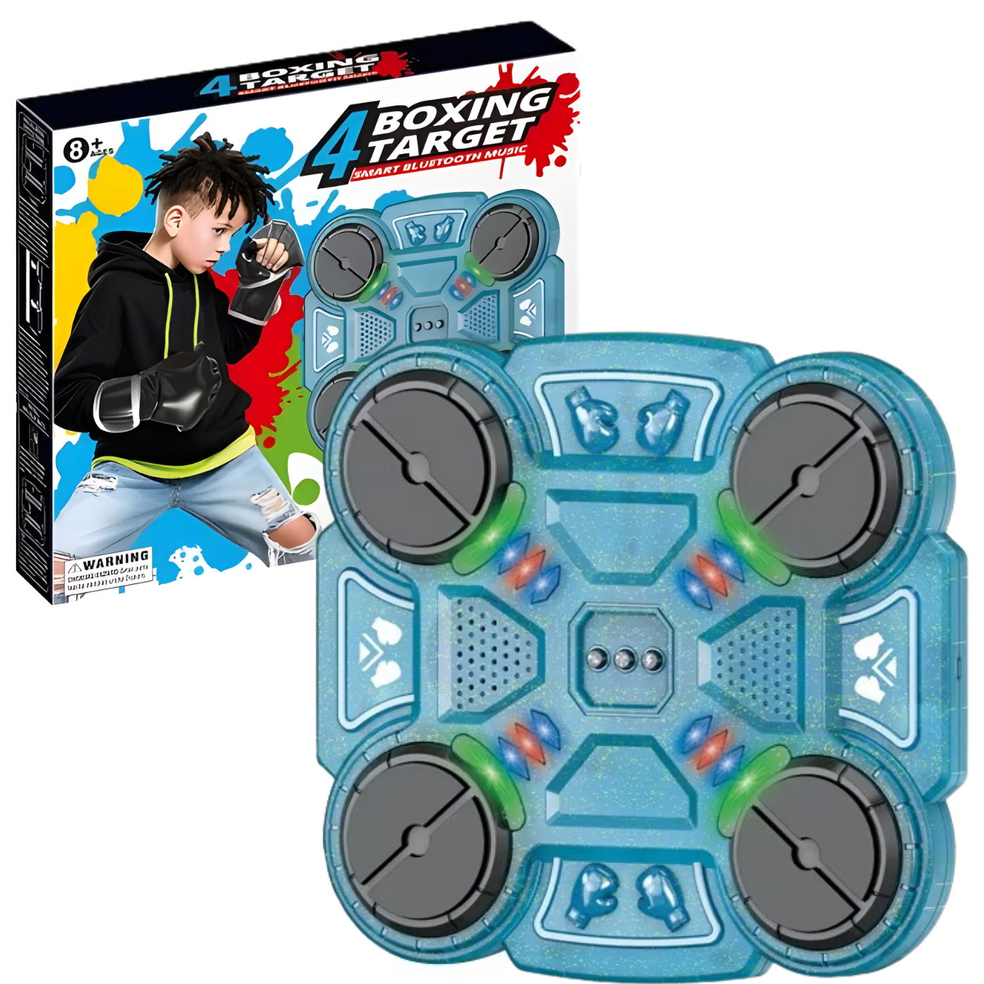 Тренажер для бокса на 4 цели с перчатками детский Прозрачно-голубой (33228854)