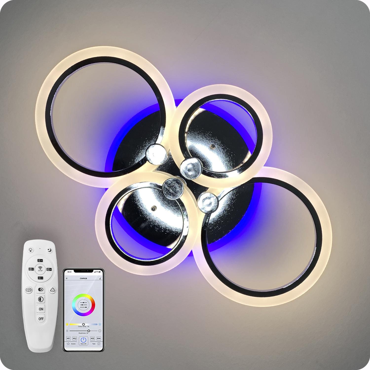 Люстра світлодіодна 517 Dlight 3color з пультом 80 Вт Хром (01530) - фото 7 Люстра світлодіодна 517 Dlight 3color з пультом 80 Вт Хром (01530) - фото 7