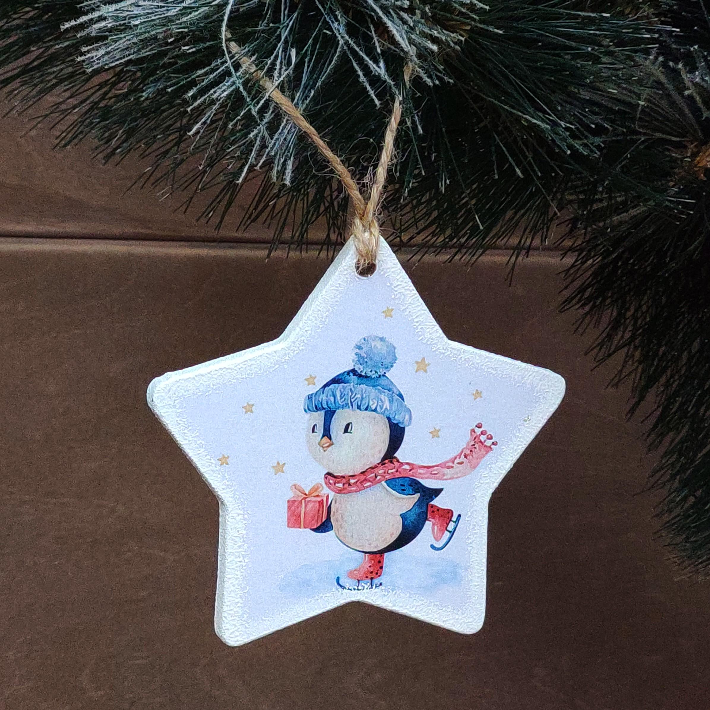 Елочные игрушки из дерева GrayCat Звездочка 9 см ручной работы