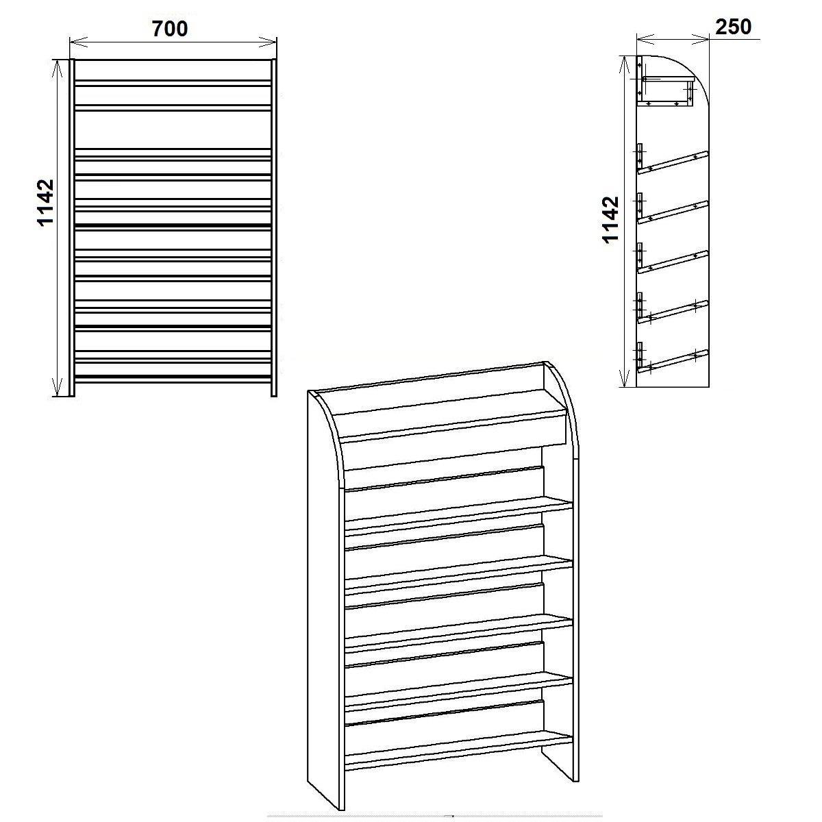 Тумба для взуття Компаніт ТО-10 NEW 25х70х114 см Вільха - фото 2