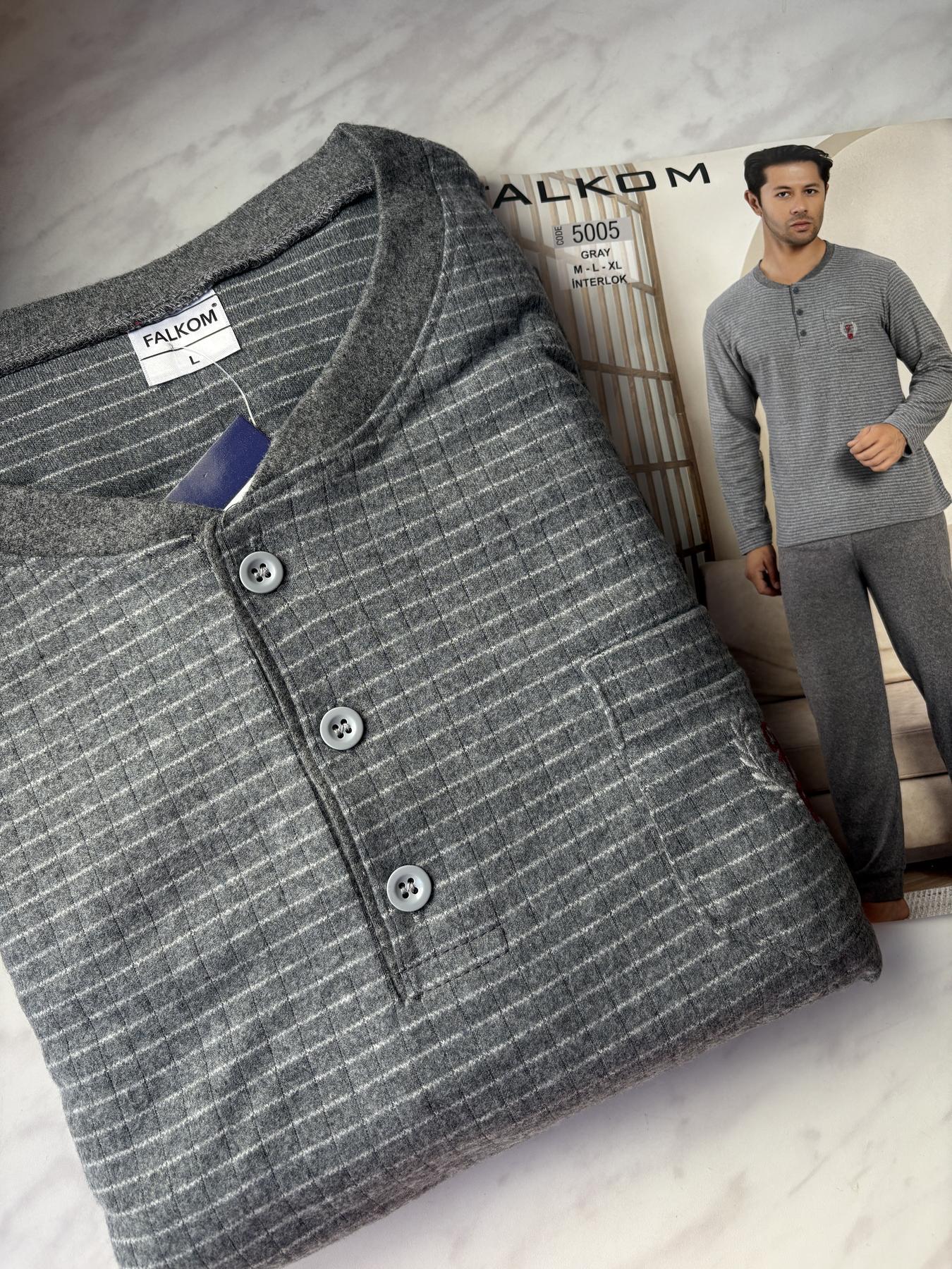 Пижама мужская теплая кашемир M Серый (F5005) - фото 2 Пижама мужская теплая кашемир M Серый (F5005) - фото 2