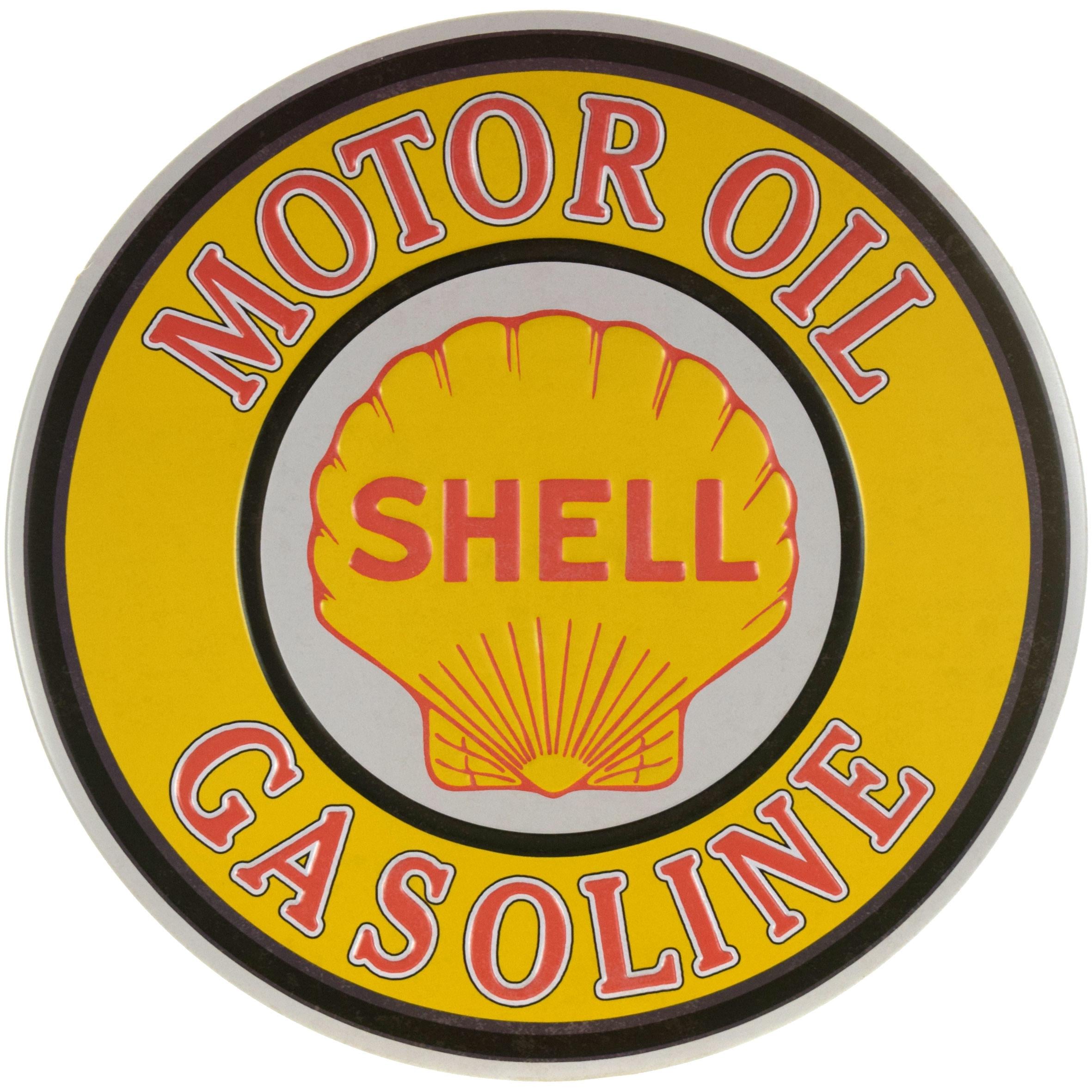 Табличка металлическая Shell Motor Oil Gasoline круглая 30 см Табличка металлическая Shell Motor Oil Gasoline круглая 30 см