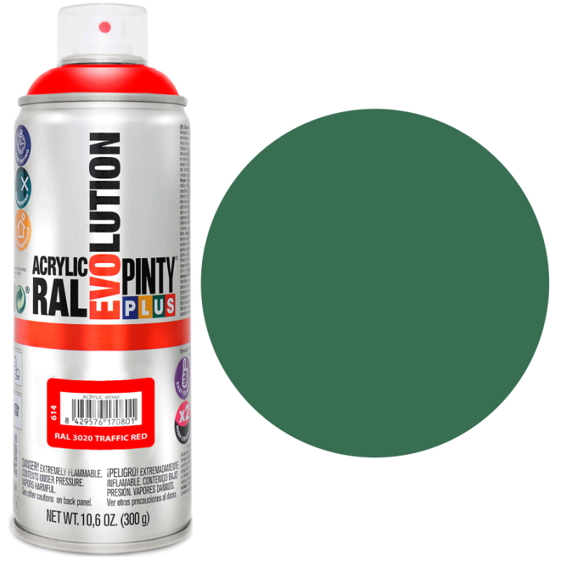Краска крыловая аэрозоль PINTYPLUS Evolution 400 мл RAL 6029 Зеленая (Az1-8429576183603)