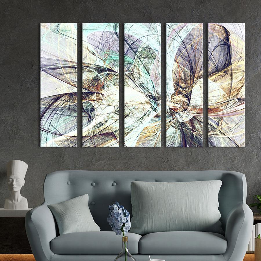 Модульная картина из 5 частей Абстракция хаос линий и цвета 87x50 см (29-51)