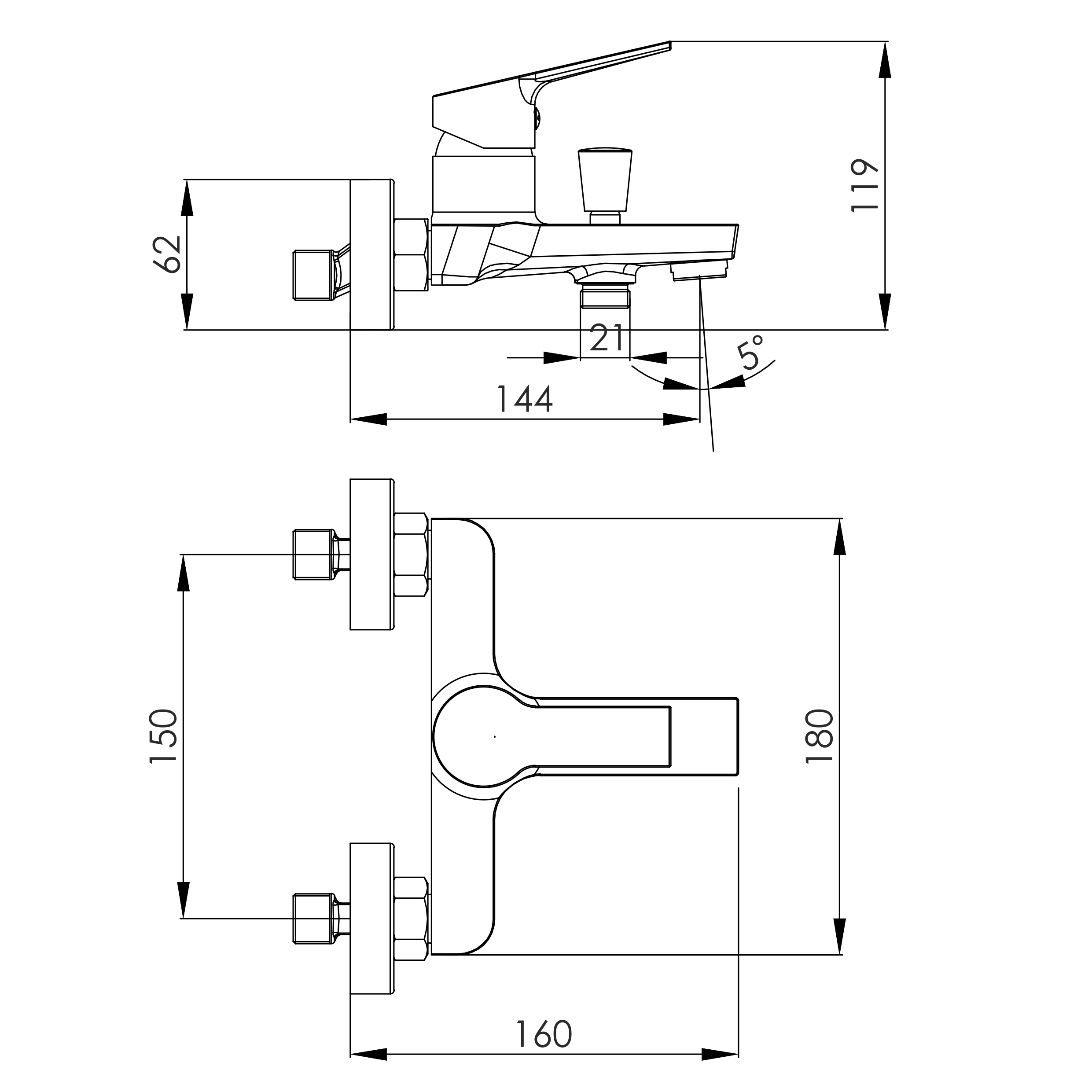 Смеситель для ванной Imprese Melnik f03211001AA однорычажный Хром (149045) - фото 2 Смеситель для ванной Imprese Melnik f03211001AA однорычажный Хром (149045) - фото 2