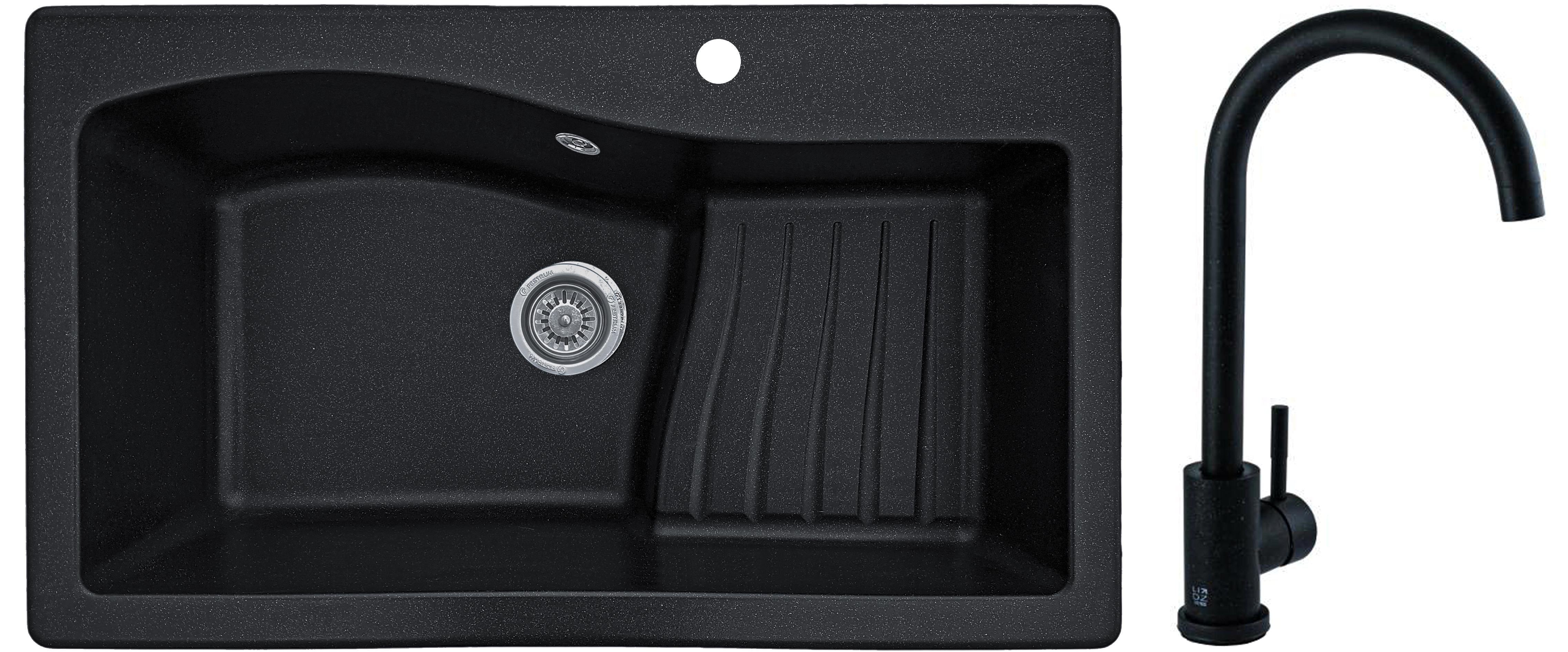 Мойка кухонная Valetti 22S со смесителем 860x500 мм Черный