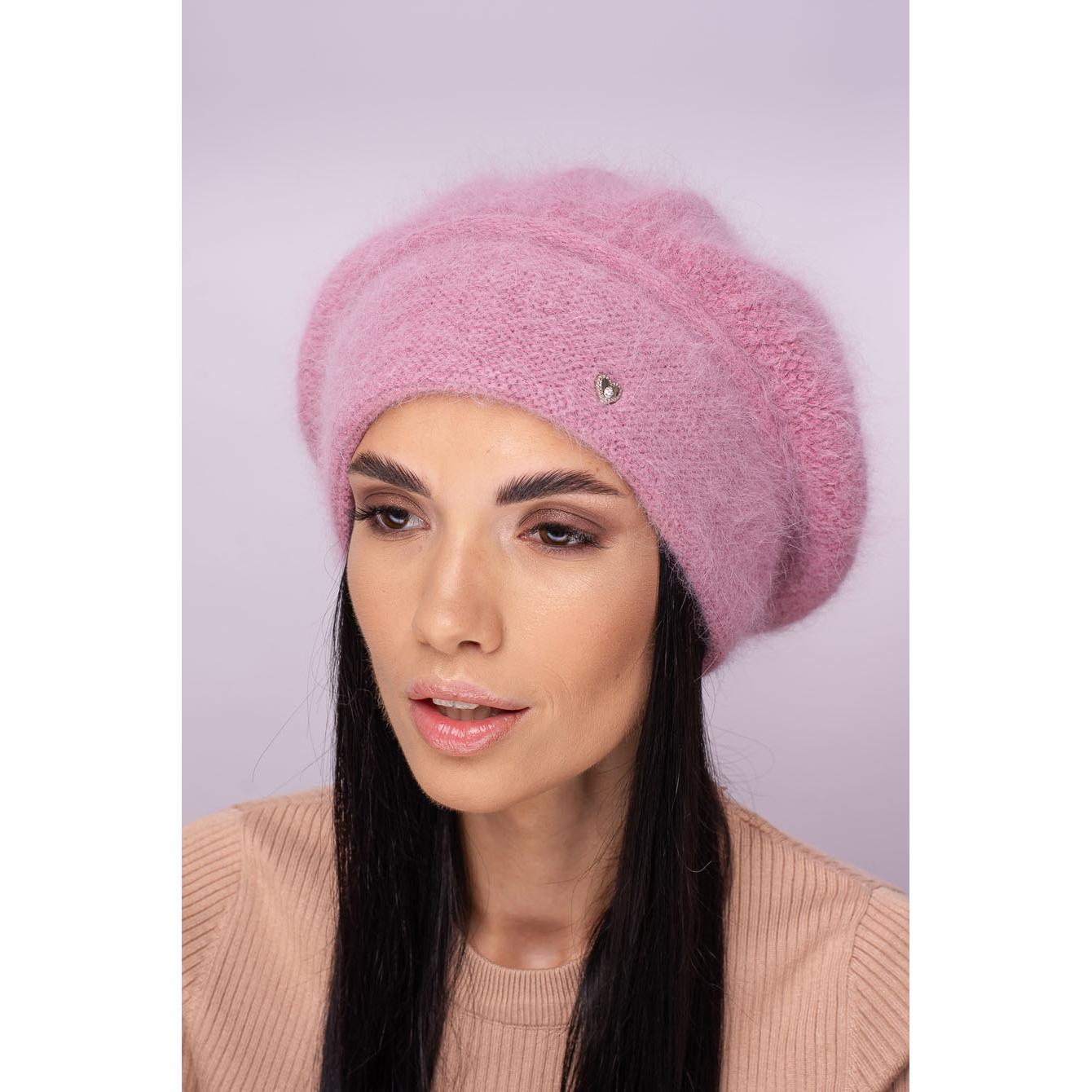 Берет женский двойной ангоровый Leks Жаклин one size Розовый рассвет