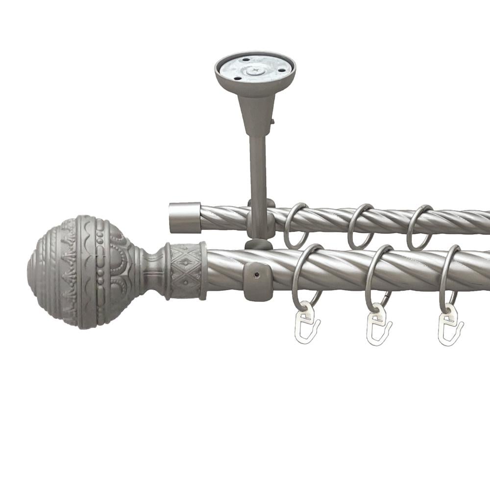 Карниз Orvit Арабеска металевий дворядний відкритий до стелі скручена труба кільце металеве 25/16 мм 160 см Сатин (00-00024050)