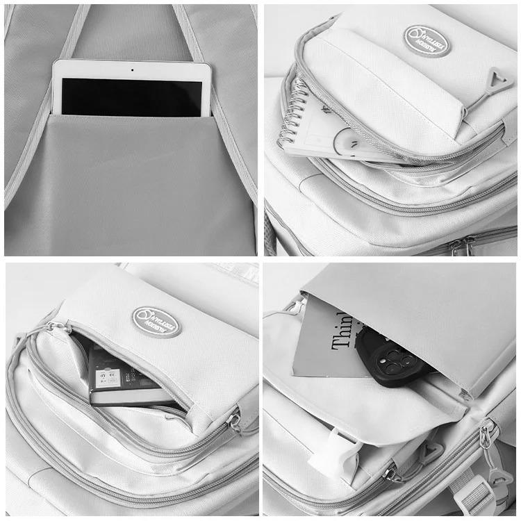 Рюкзак школьный набор 5в1 подростковый для девочки 5-11 класс сумка-шоппер/клатч/пенал Черный (28110866) - фото 6