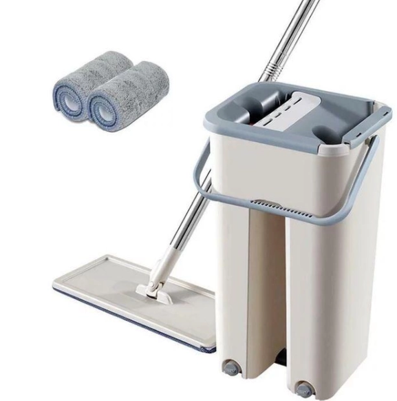 Швабра с ведром для уборки Spin Mop Scratch Cleaning 360 ведро 6 л Бежевый (NEW25 к1)