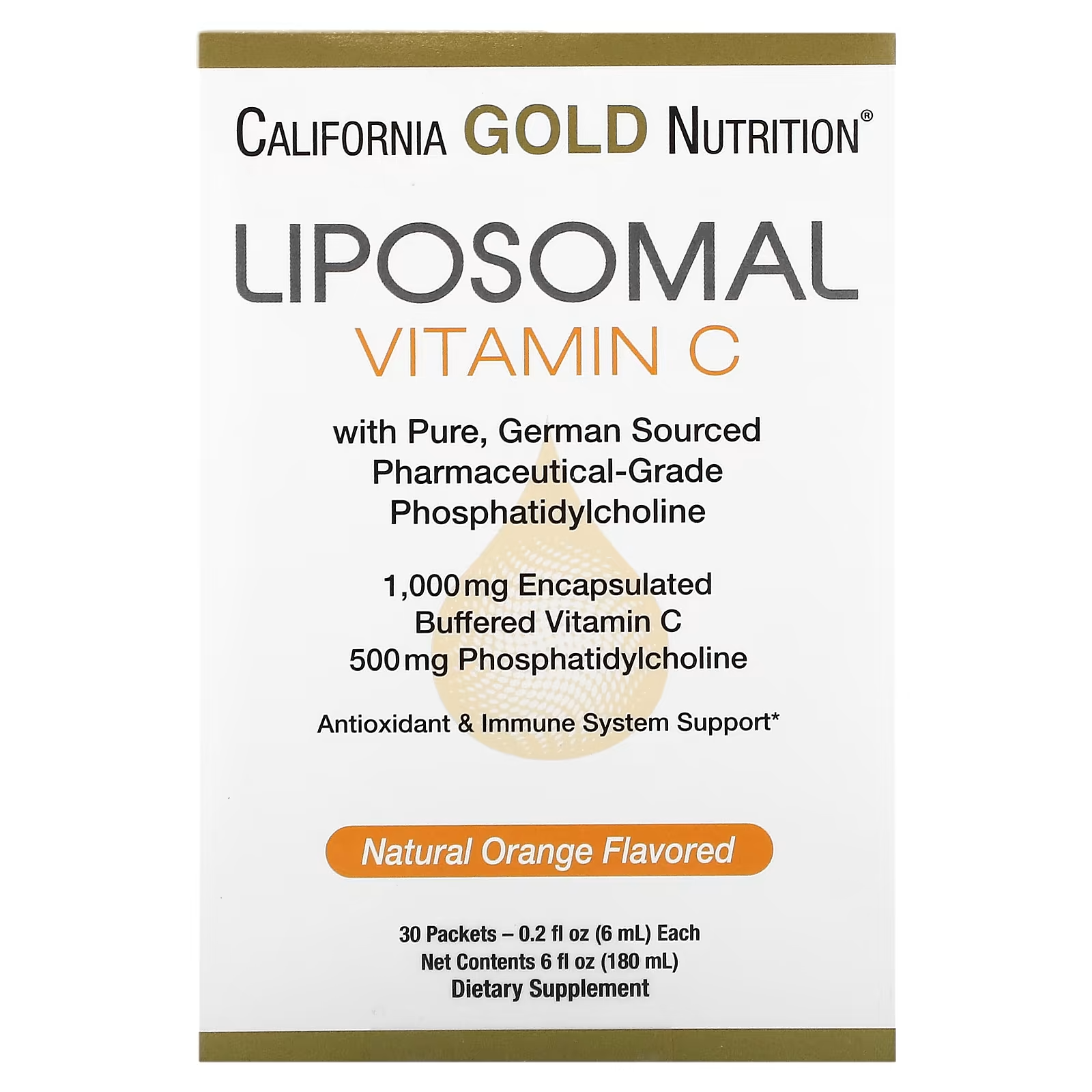 Витамин C California Gold Nutrition Апельсин липосомальный 1000 мг 30 шт./6 мл (25435000)