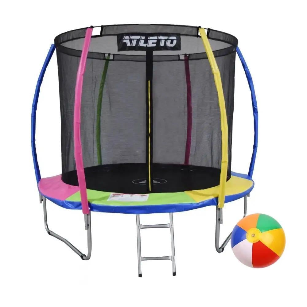 Батут Atleto с внутренней сеткой и стремянкой 252 см Разноцветный