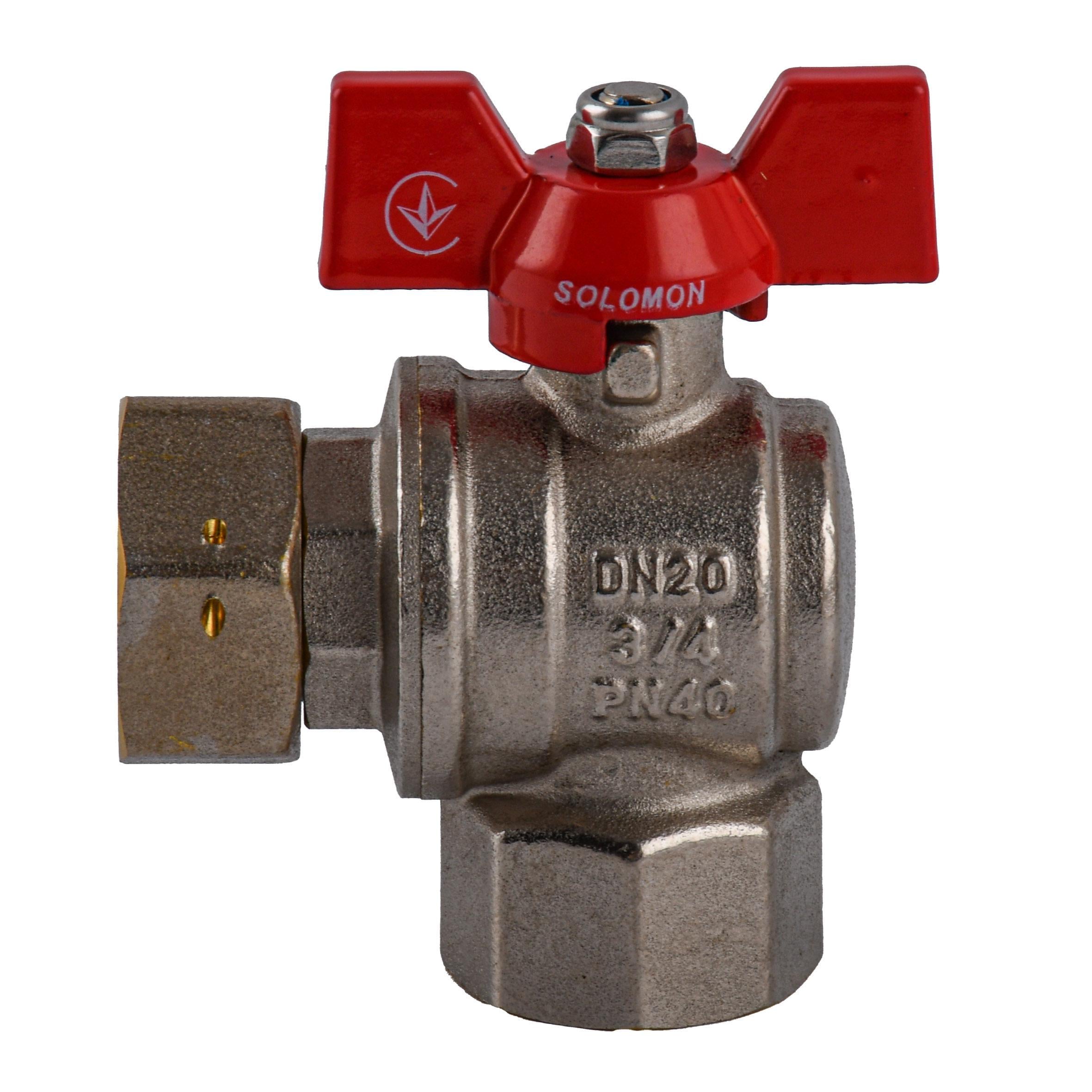 Кран шаровый угловой с накидной гайкой Solomon 3/4″ ВВ PN40 V3003-S (000031950) Кран шаровый угловой с накидной гайкой Solomon 3/4″ ВВ PN40 V3003-S (000031950)